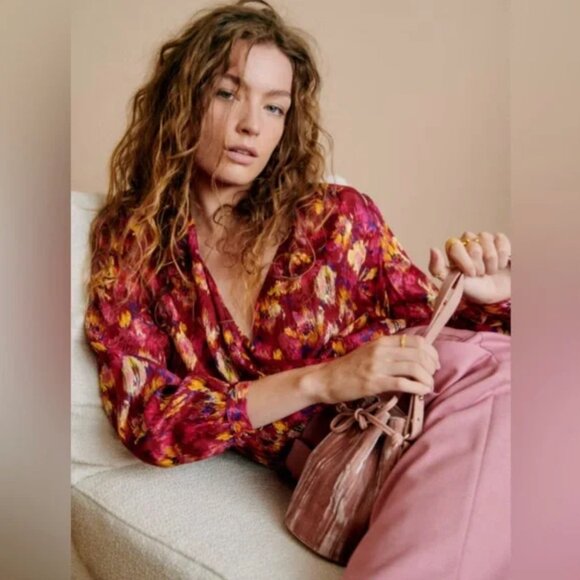 Sezane Amelia Blouse (Mottled Floral Print) - Picture 2 of 5